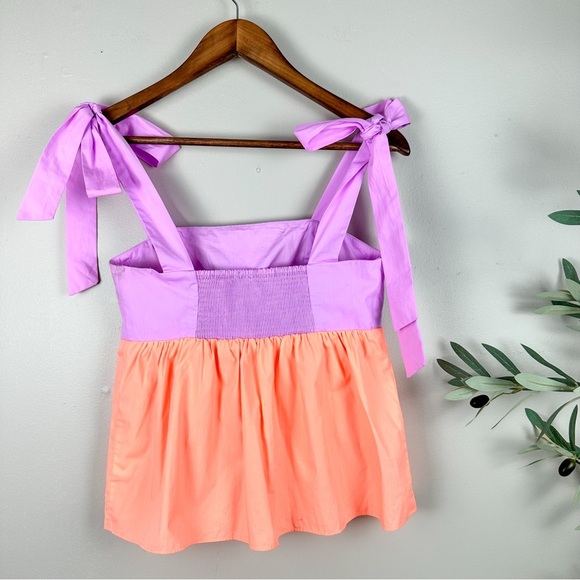 LILLY PULITZER Anlee Cotton Top Purple Iris and Peach Bellini Colorblock NWOT - Picture 5 of 10
